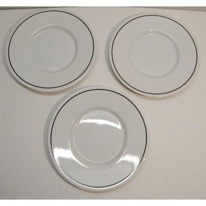 Sasaki Elements by R.W. Kitchen Saucers 6 1/4" with Black Rim Lot of 3